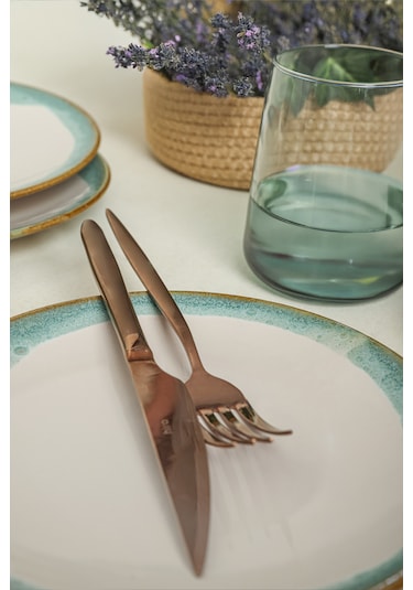 Keramika Turkuaz Wave Ege Pasta Tabağı 20 Cm 6 Adet Q81