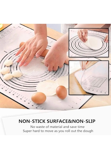 Siyah Fiberglas Silikon Pişirme Mat Büyük Yoğurma Pedi Yapışmaz Yüzey Haddeleme Hamur Mat Ölçekli Mutfak Pişirme Pasta Sayfası 60x50cm