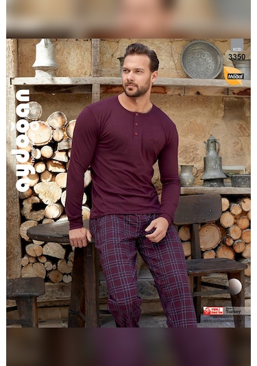 Aydoğan Erkek Civan Patlı Modal Bordo Pijama Takım 3350 Bordo