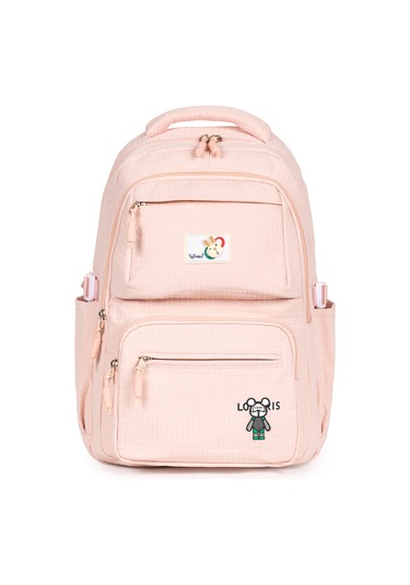 Modern Ve Fonksiyonel Tasarım Çok Gözlü, Şık Okul Sırt Çantası - Pembe Pembe