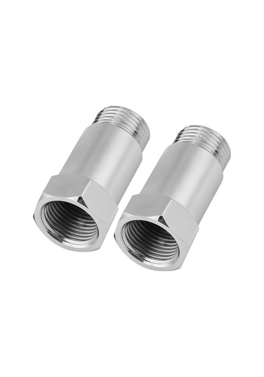 Shineyee 45mm Demir Oksijen Sensörü Uzatıcı Adaptörü M18 1.5 2 Adet , Motor Kontrol Lambası Söndürücü, Evrensel Uyum, Kolay Kurulum - Gümüş