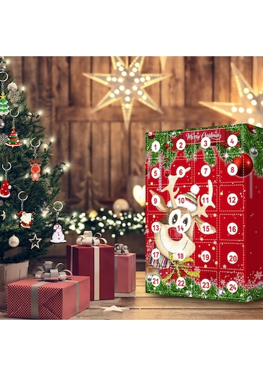 Çocuklar İçin 24 Parça Reçine Anahtarlık Dekorlu Noel Advent Takvimi
