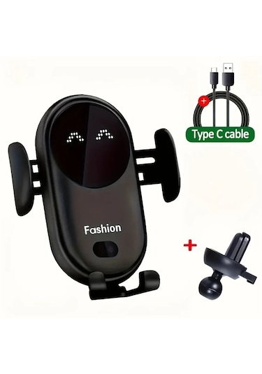 Willowhaven Siyah Kablosuz Araç Şarj Cihazı Telefon Tutucu Hızlı Şarj Otomatik Havalandırma İphone 16 Pro Max 15 14 Samsung S24 S23 S22 Uyumlu