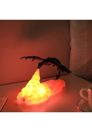 Fochsia Shenzhi Tech 3d Baskılı Led Ejderha Gece Lambası - Usb Şarjlı Anime Lamba
