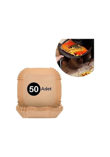 Air Fryer Pişirme 50 Adet Kağıdı Tek Kullanımlık Hava Fritöz Yağ Geçirmez Yapışmaz Kare Tabak Model