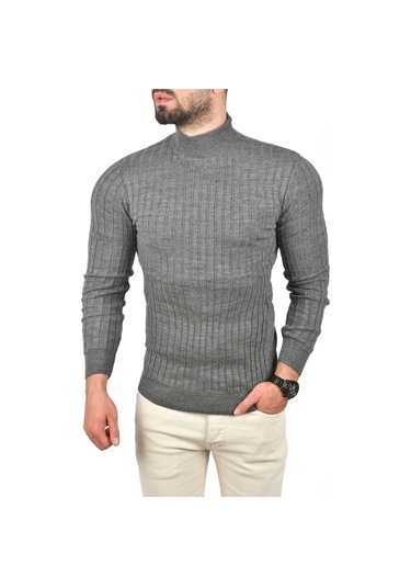 Erkek Antrasit Yarım Balıkçı Örme Kazak 2100017 Antrasit