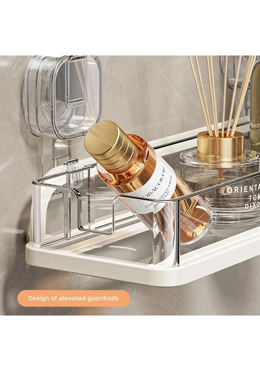 Willowhaven Musurjoy Delmeli Banyo Rafı Transparan Beyaz Duş Köşe Dolabı Şeffaf Beyaz