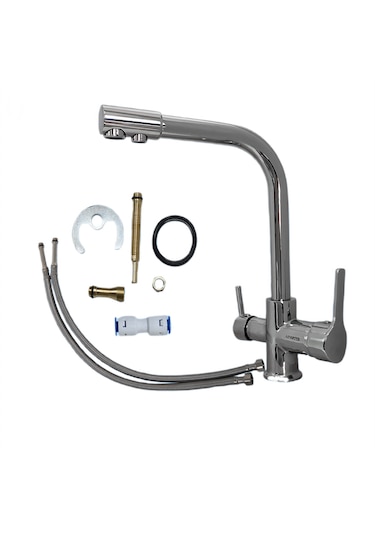 Aswater 3 Yollu Arıtmalı Çıkışlı Eviye Bataryası Krom