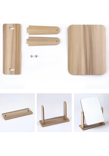 13 Cm Ahşap Tek Taraflı 360 Dönen Masa Aynası Cin805 Kahverengi