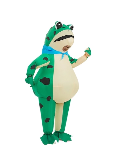 Şişme Kurbağa Kostüm Komik Tam Vücut Blow Up Cosplay Kostüm Seti