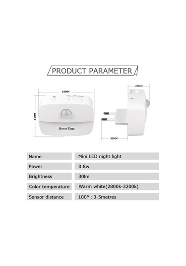 Sıcak Beyaz Hareket Dedektörü Gece  Fiş Hareket Sensörlü Işık 220 V Soket Lamba Akülü Başucu Koridor Çok Renkli