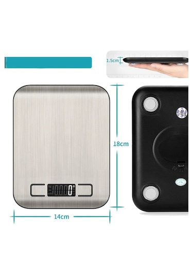 Dijital Hassas Paslanmaz Yüzey Mutfak Tartı 10 Kg/1 Gr Hassasiyet