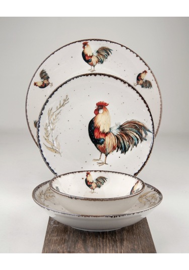 Retro Horoz Porselen Akıtma 6 Kişilik 24 Parça Yemek Takımı