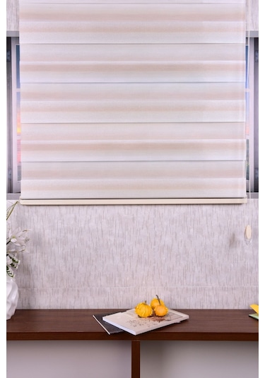 Gri Kendinden Desenli Etek Dilimsiz Ds 11714-v5 Zebra Stor Güneşlik Perde