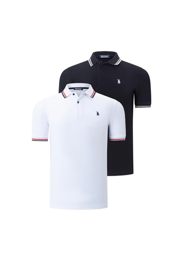 İkili Set T8594 Dewberry Erkek T-shırt-beyaz-siyah Beyaz-siyah