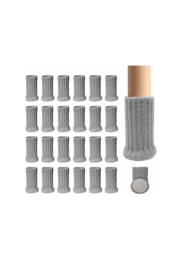 Flybuy 24 Adet Gri Sandalye Bacak Koruyucu, Yüksek Kaliteli Kumaş, Tüm Zeminler İçin Kaydırmaz, Gürültü Azaltıcı, Sandalye, Masa, Dolap İçin Uygun Diğer