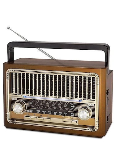 Abatech Ktf-1655 Nostalji Radyo Bluetooth Hoparlör El Feneri Usb Şarjlı