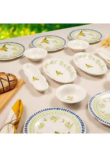 Fecra 14 Parça Casa Limone Kahvaltı Takımı Beyaz - Sarı