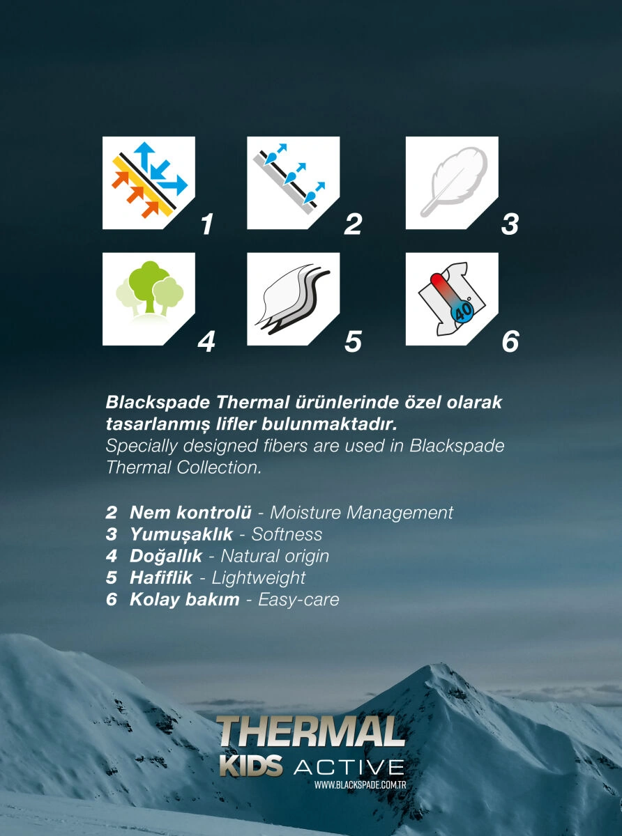 Blackspade Çocuk Termal Atlet 2. Seviye İçlik 9264 Unisex Siyah