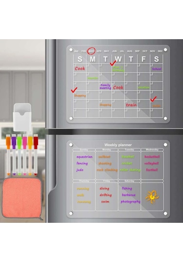 Suntek Buzdolabı Için Manyetik Takvim 8pcs-aylık-haftalık Açık Mavi