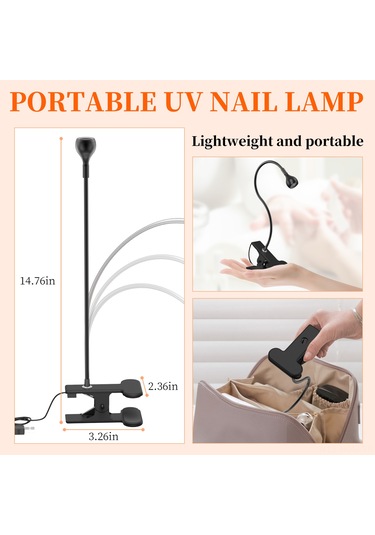 Suofeng "usb Şarjlı 3w Uv Tırnak Kurutma Lambası - Kitap Klipsli & Kontrol Düğmeli" Siyah