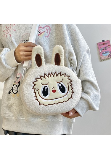 Snapbuy Labubu Tasarımlı Peluş Çapraz Çanta Kırık Beyaz