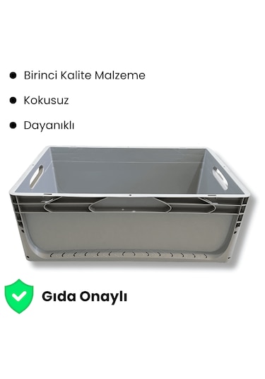 Alpbx 1.kalite Gri Plastik Kasa 60x40x22 Cm - Kutu 44 Litre Gri