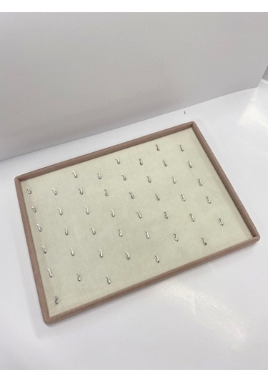 Yerli Üretim Süet Kumaş Gri Renk Kolye Ucu Servis Sunum Tablası Çok Renkli