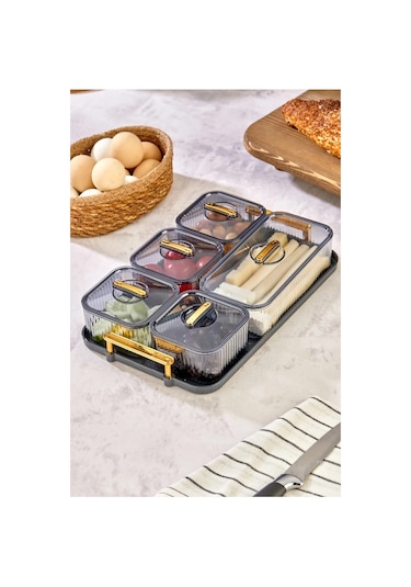 Depokon Antasit Gold 5 Lı Kahvaltı Seti 6 Kişilik Antrasit