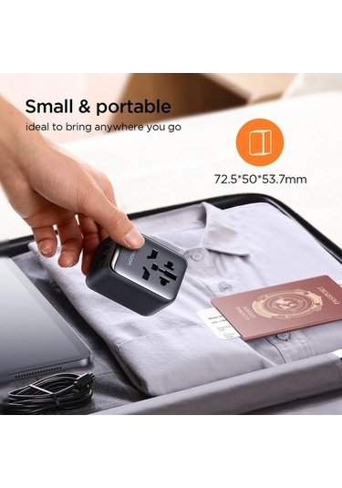 Ebitda Joyroom Jr-tcw01 17w Evrensel Seyahat Adaptörü Siyah - 200 Ülke İçin Uygun