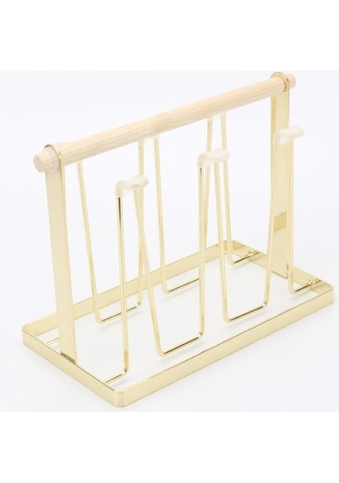 Dancemonkey Demir Mutfak Bardaklık Drenaj Rafı Altın Renk Çok Renkli