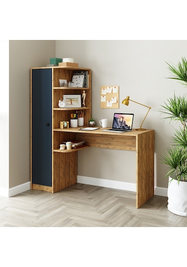 Roma Raflı Çalışma Masası , Çalışma Ofis Masası Sol Dolaplı A.çam Antrasit - Atlantik Çam