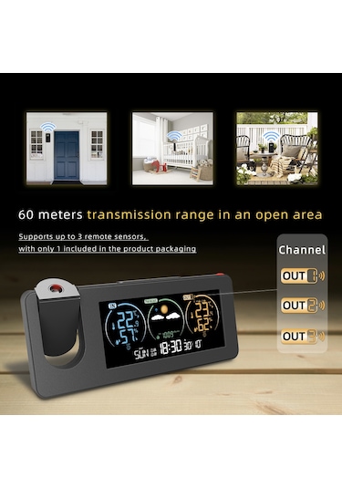 Zx3538 Yeni Elektronik Projeksiyon Saat Hava İstasyonu Hava Tahmini Sıcaklık Ve Nem Renkli Ekran Dijital Çalar Saat