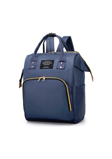 Mumya Çantası Büyük Kapasiteli Çok Fonksiyonlu Sırt Çantası Su Geçirmez Biberon Bezi Çantası Koyu Mavi