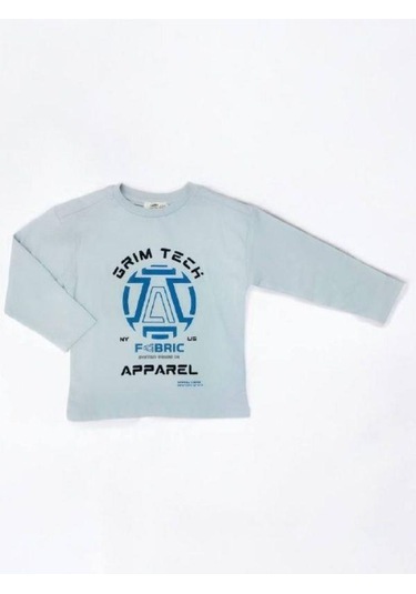 Çikoby Erkek Çocuk Grim Tech Yazılı İnce Uzun Kollu Pamuklu Tshirt-14867 Gri