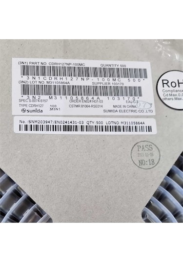 Cdrh127np-100mc 10uh 5.4a 12x12x8 Sumıda Smd Bobin 9 Adet