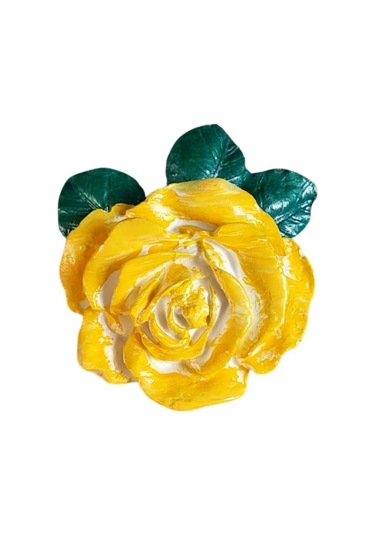 Uretti - Ayşe 7362 8995 El Yapımı Minik 2'li Sarı - Turuncu Renk Gül Magnet - 6 X 7 Cm 6x7