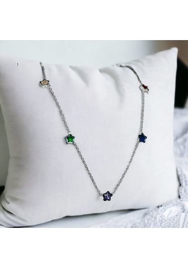 Xbaby Yıldız Taşlı Gümüş Renk Kolye Altın - Gümüş