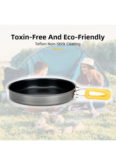 Gajeena Alocs Alüminyum Teflon Kaplama Dış Mekan Pişirme Tava, Katlanabilir Kollü, Leğenlenmeyen, Taşınabilir, Temizliği Kolay Siyah