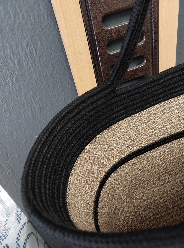 Doğal Hasır Jüt El Örmesi Bayan Çanta-bej Siyah Çizgili V1 Bej