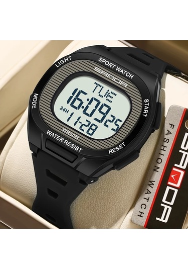 Primepickings Erkek Ve Kadın Spor Digital Led Saat, Kronometre Geri Sayım Zamanlayıcı Siyah-1 Diğer