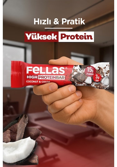 Fellas Yüksek Protein Bar - Hindistan Cevizi 45g x 12 Adet