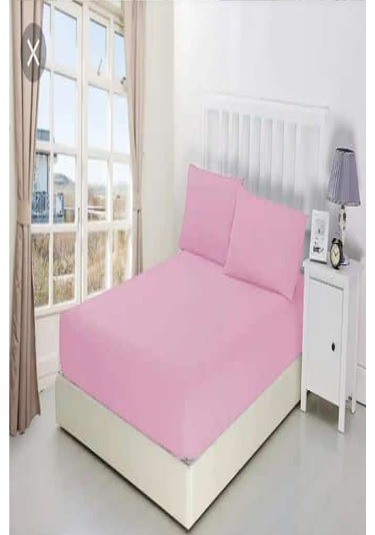 Altın Karma Çift Kişilik İnce Penye Lastikli Çarşaf 150x200 Cm 2 Adet Yastık Kılıflı Pembe