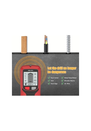 Xuweiwei Gri Çok Fonksiyonlu El Tipi Duvar Metal Dedektörü Çivi Bulucu Ahşap Algılama Canlı Kablo Derinlik Ölçüm Ac Modu Pil Güçlü