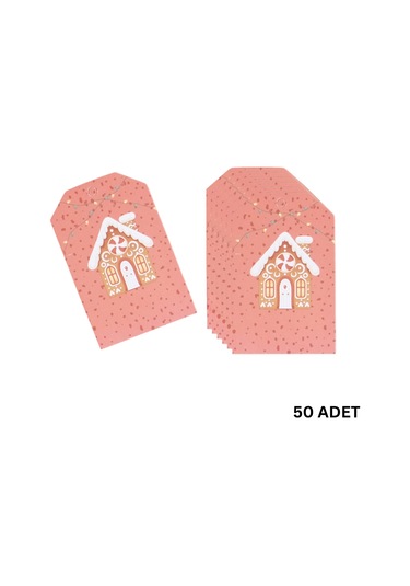 Yılbaşı Ev Temalı Hediye Etiketi, Yeniyıl, Noel Delikli Paketleme