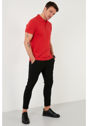 Buratti Pamuklu Regular Fit Düğmeli Erkek Polo Yaka T Shirt 5902127 Kırmızı