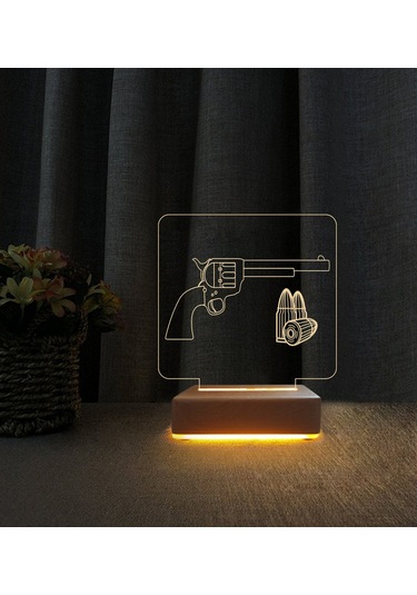 Silah Tasarımlı 3d Led Masa Lambası Doğum Günü Hediyesi Lamba