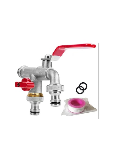 Qf 1/2'' Yüksek Kaliteli Pirinç Çift Musluk, Paslanmaya Ve Kırmızı