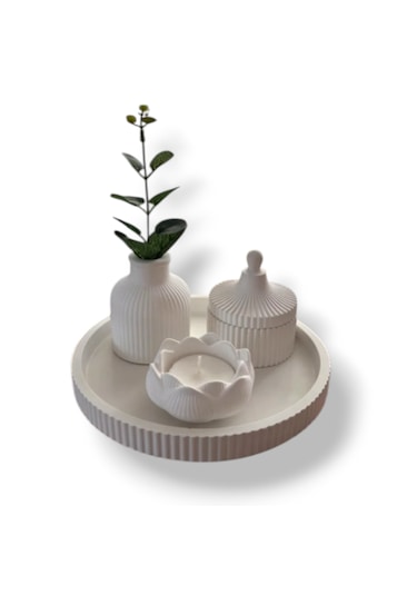 4lü Premium Set Kokulu Mum Vazo Ojbe Beyaz