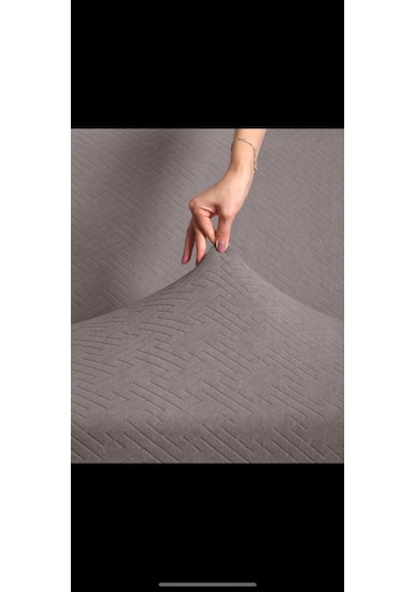 Gri 3+3+1+1 Streç Lastikli Esnek Pamuklu Jakarlı Koltuk Örtüsü